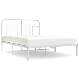 vidaXL Cadre de lit métal avec tête de lit blanc 140x190 cm
