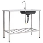 vidaXL Évier de camping Seul lavabo avec robinet Acier inoxydable