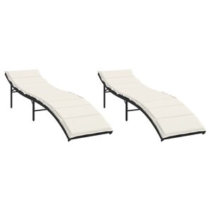 vidaXL Chaises longues lot de 2 avec coussins noir résine tressée