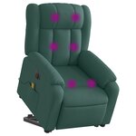 vidaXL Fauteuil inclinable de massage électrique Vert foncé Tissu