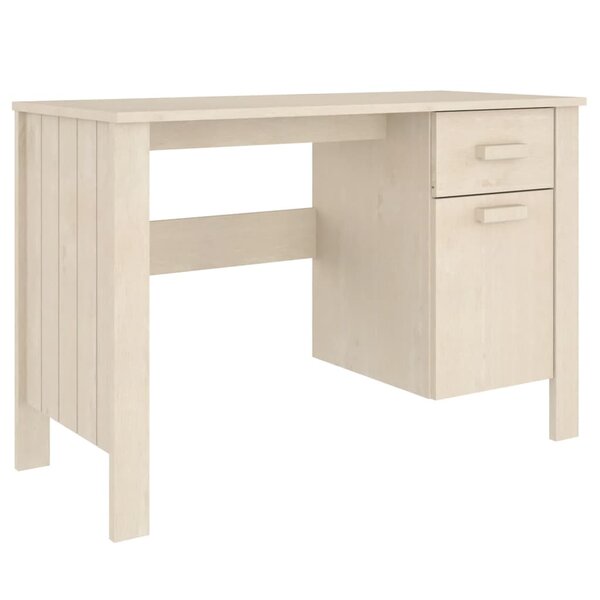 Bureau table poste de travail meuble d'ordinateur informatique étude HAMAR miel 113 x 50 x 75 cm bois massif de pin brun 02_0023856