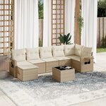 vidaXL Salon de jardin avec coussins 8 Pièces beige résine tressée