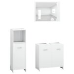 vidaXL Ensemble de meubles de salle de bain 3Pièces Blanc Bois ingénierie