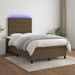 vidaXL Sommier à lattes de lit matelas et LED marron foncé 120x190 cm