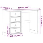 vidaXL Coiffeuse Corona 104x47x75 cm bois de pin massif