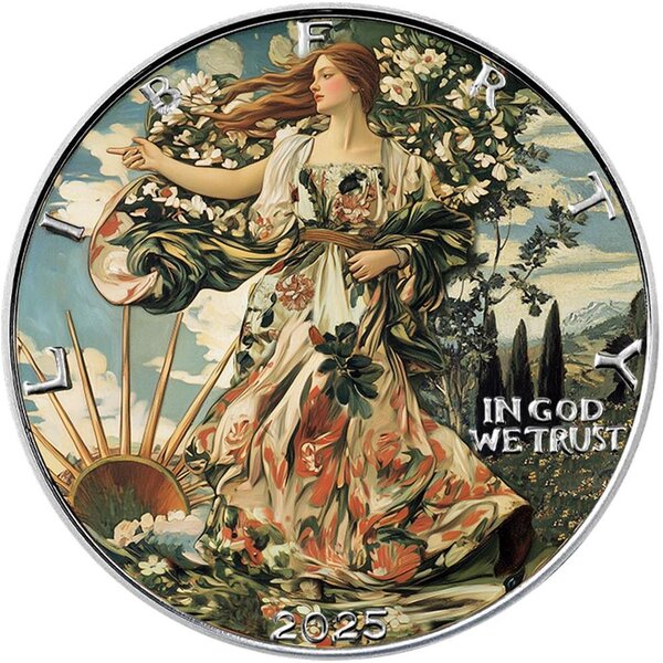 Pièce de monnaie en Argent 1 Dollar g 31.1 (1 oz) Millésime 2025 Walking Liberty in Art RENAISSANCE