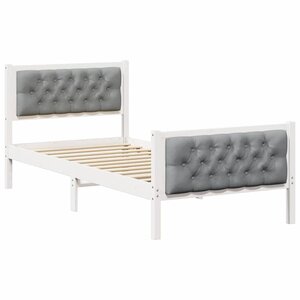 vidaXL Cadre de lit avec tête de lit Gris clair 90 x 190 cm Pin massif