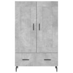 vidaXL Buffet haut gris béton 69 5x31x115 cm bois d'ingénierie
