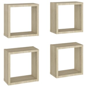 vidaXL Étagères cube murales 4 Pièces Chêne sonoma 30x15x30 cm