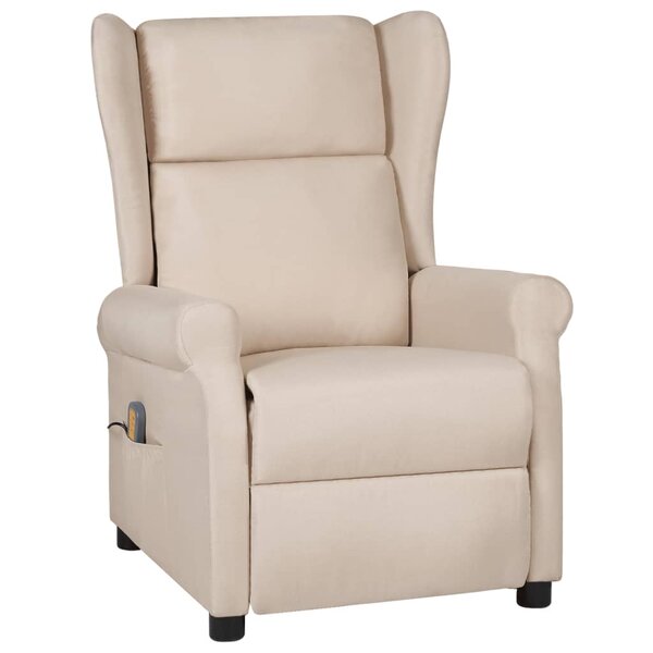 vidaXL Fauteuil de massage Crème Tissu