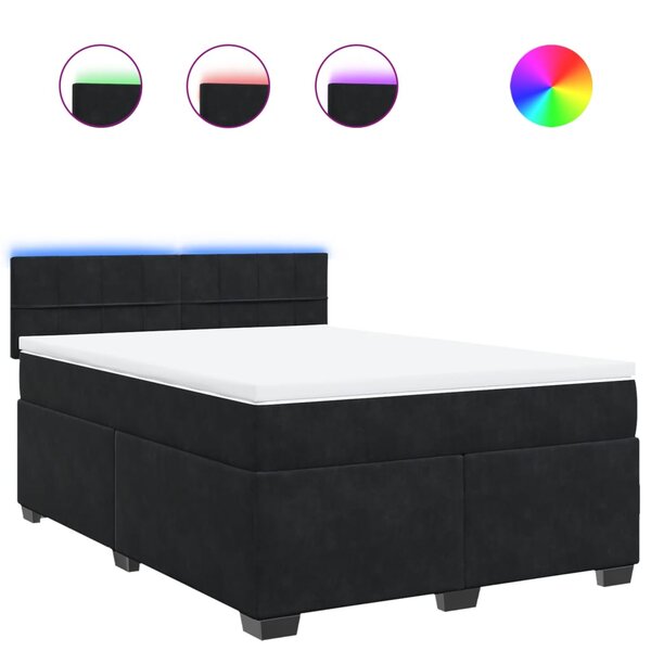 vidaXL Sommier à lattes de lit et matelas Noir 160x200 cm Velours