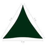 vidaXL Voile de parasol Tissu Oxford triangulaire 5x5x5 m Vert foncé