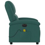 vidaXL Fauteuil de massage inclinable électrique Vert foncé Tissu