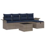 vidaXL Ensemble de canapé de jardin 6 Pièces Gris et marine polyrotin