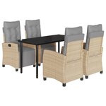 vidaXL Ensemble à manger de jardin coussins 5 Pièces mélange beige rotin