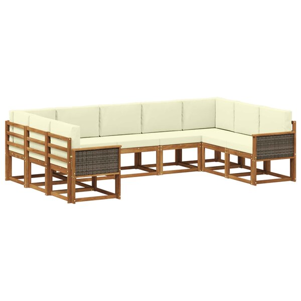 vidaXL Ensemble de canapés d'extérieur 9 pc Naturel et Crème