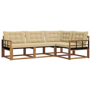 vidaXL Ensemble de canapés d'extérieur 4 Pièces Naturel et Beige
