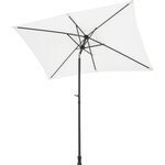 Parasol droit rectangulaire 1,4 x 2,10 m - inclinable & avec manivelle - Mat aluminium et toile polyester 160g - Blanc