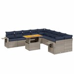 vidaXL Salon de jardin 11 Pièces avec coussins gris résine tressée