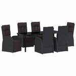 vidaXL Ensemble de salle à manger pour jardin 7 Pièces Noir polyrotin
