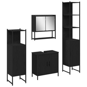 vidaXL Ensemble de mobilier de salle de bain avec étagère 4 Pièces Noir