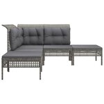 vidaXL Salon de jardin 5 Pièces avec coussins Gris Résine tressée