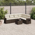vidaXL Salon de jardin avec coussins 7 Pièces marron résine tressée