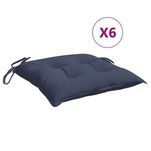 vidaXL Coussins de chaise lot de 6 bleu marine 50x50x7 cm tissu oxford