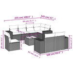 vidaXL Salon de jardin avec coussins 9 Pièces beige résine tressée