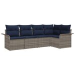 vidaXL Ensemble de canapé de jardin avec coussin 5 Pièces Gris polyrotin