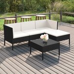 vidaXL Salon de jardin 5 Pièces avec coussins résine tressée noir