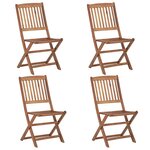 Vidaxl chaises pliables de jardin 4 pièces avec coussins bois d'acacia