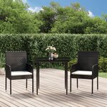 vidaXL Ensemble à manger de jardin avec coussins 3 Pièces Noir