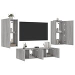 vidaXL Unités murales TV avec LED 4 Pièces gris sonoma bois d'ingénierie
