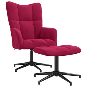 vidaXL Chaise de relaxation avec tabouret Rouge bordeaux Velours