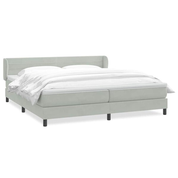 vidaXL Sommier à lattes de lit et matelas gris clair 180x210cm velours