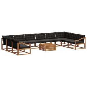 vidaXL Ensemble de canapés d'extérieur 11 Pièces Naturel et Noir