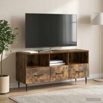 vidaXL Meuble TV Chêne fumé 102 x 34 5 x 50 cm Bois d'ingénierie