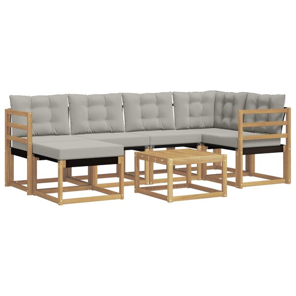 vidaXL Ensemble de canapés d'extérieur 7 pc Blanc et gris clair