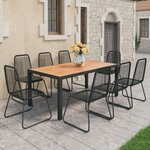 vidaXL Ensemble à manger de jardin 9Pièces PVC résine tressée noir marron