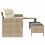 vidaXL Canapé de jardin avec table et coussins en forme de L beige