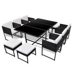 vidaXL Salon de jardin 11 Pièces avec coussins Résine tressée Noir