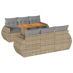 vidaXL Salon de jardin avec coussins 7 Pièces beige résine tressée