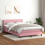 vidaXL Sommier à lattes de lit avec matelas et LED rose 140x220 cm velours