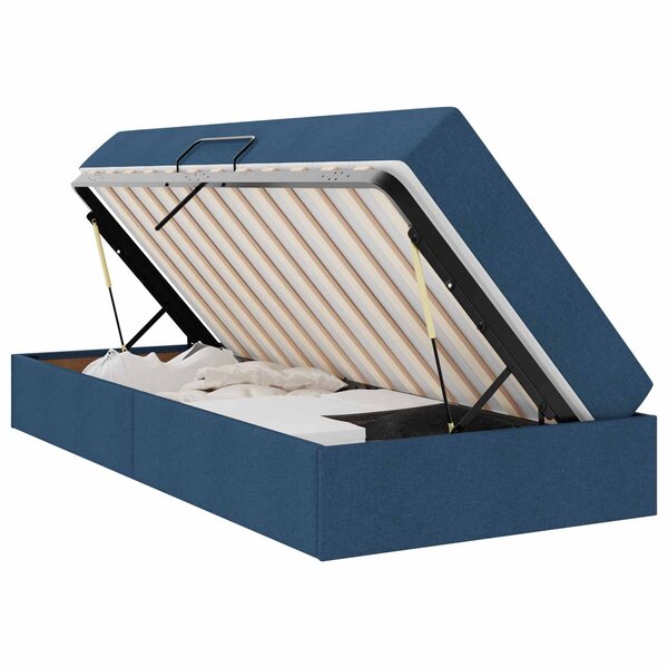 vidaXL Lit avec rangement et matelas Bleu 90 x 200 cm Polyester