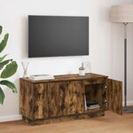 vidaXL Meuble TV avec LED Chêne fumé 100 x 38 x 49 cm