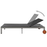 vidaXL Chaise longue double avec roues Résine tressée Noir