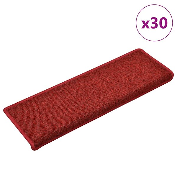 vidaXL Tapis d'escalier 30 Pièces 65x21x4 cm Rouge