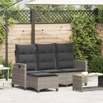 vidaXL Canapé de jardin inclinable coussins forme de L gris polyrotin