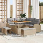 vidaXL Ensemble de canapé de jardin 8 Pièces Beige Poly rotin